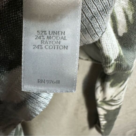 J. Jill Olive Green Palm Leaf Linen Modal Blend Lightweight Sweater Boxy Size LP - Picture 3 of 8